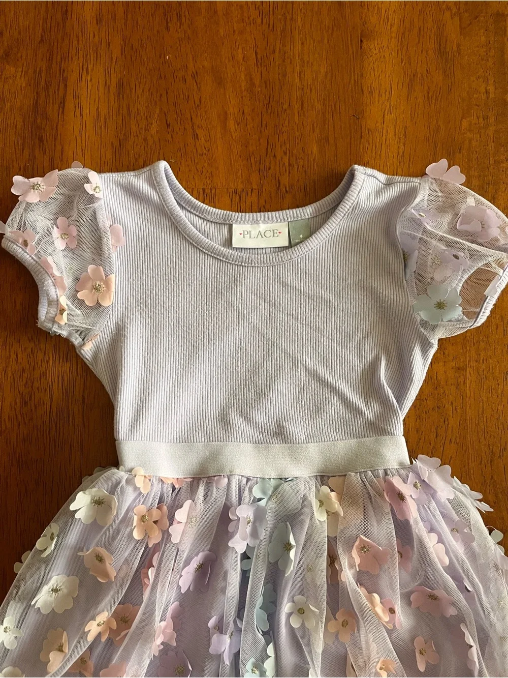The Children's Place Lavender Tulle Dress with Pastel Floral Accents